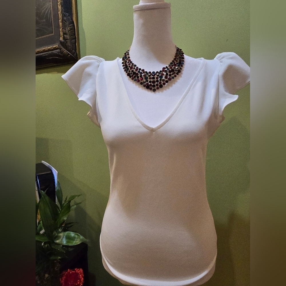 Express White Fitted Blouse .